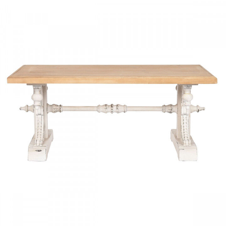 Hoofdtafel Home ESPRIT Wit Natuurlijk Sparrenhout Hout MDF 110 x 65 x 46 cm