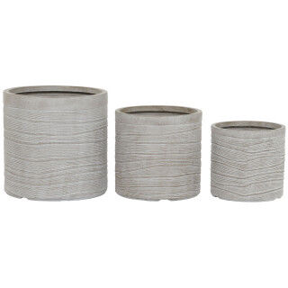 Set de pots de fleurs Home ESPRIT Beige Fibre de Verre Magnésium 44,5 x 44,5 x 44 cm (3 Unités)