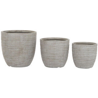 Set of Planters Home ESPRIT Beige Fibreglass Magnesium 45 x 45 x 43 cm (3 Units)
