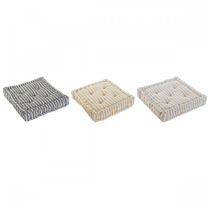 Cojín Home ESPRIT Amarillo Beige Mediterráneo 56 x 56 x 13 cm (3 Unidades)