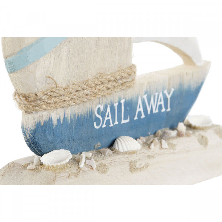 Statua Decorativa Home ESPRIT Azzurro Rosso Naturale Barca a vela 15 x 4,5 x 23,5 cm (2 Unità)