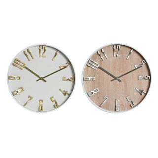 Orologio da Parete Home ESPRIT Bianco Dorato Argentato PVC 30 x 4 x 30 cm (2 Unità)