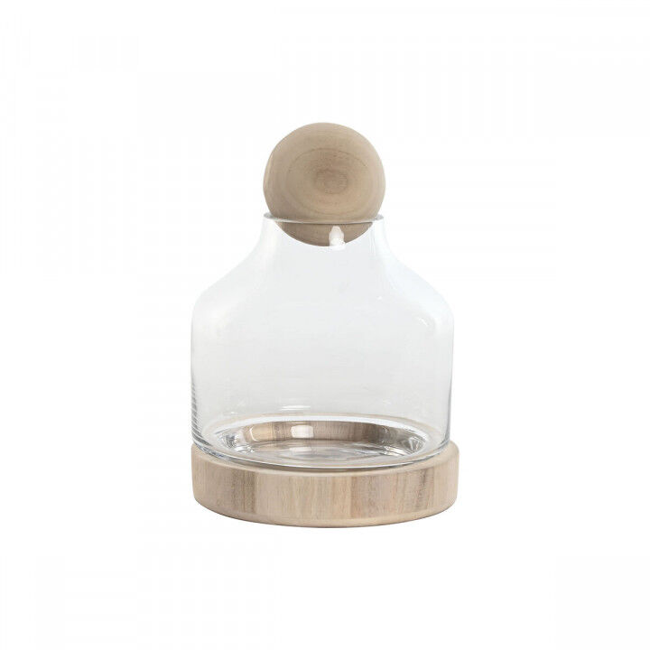 Vaas Home ESPRIT Transparant Natuurlijk Hout Kristal 18 x 18 x 24 cm