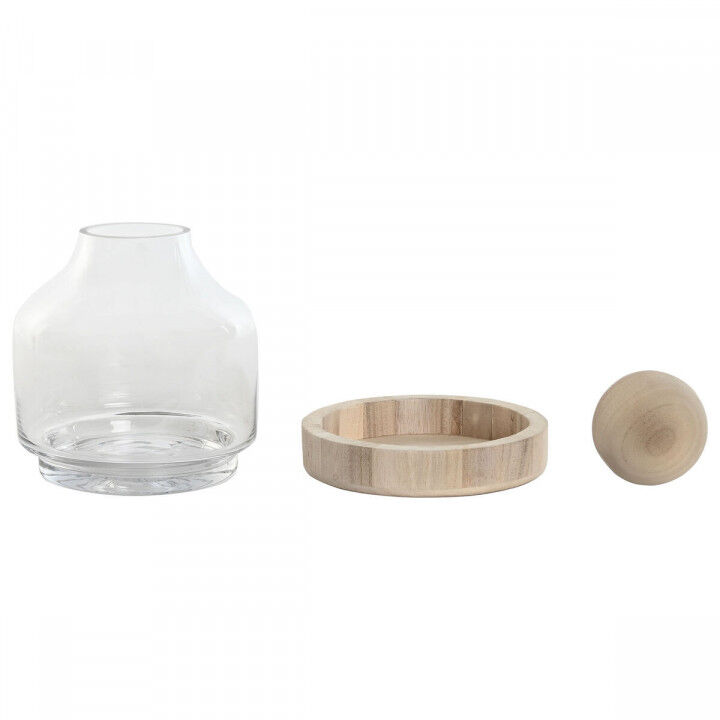Jarrón Home ESPRIT Transparente Natural Madera Cristal 18 x 18 x 24 cm
