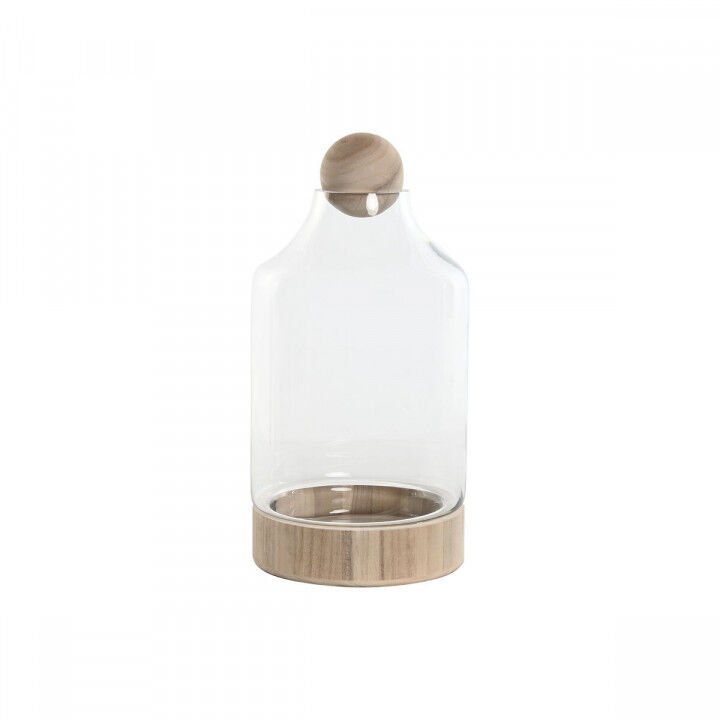 Vase Home ESPRIT Transparent Natural Wood Crystal 21 x 21 x 42 cm