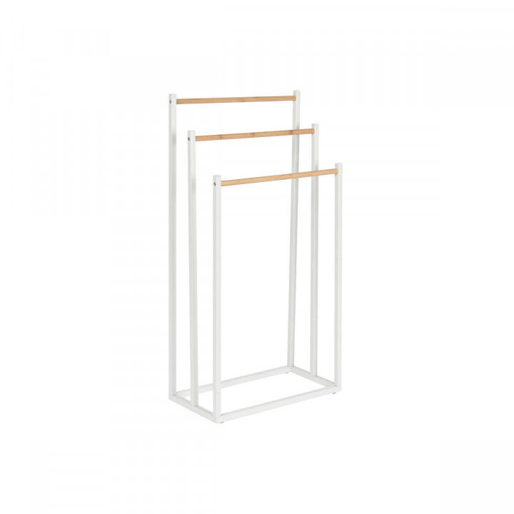 Portasciugamani da Terra Home ESPRIT Bianco Naturale Metallo Bambù 45 x 22 x 85 cm
