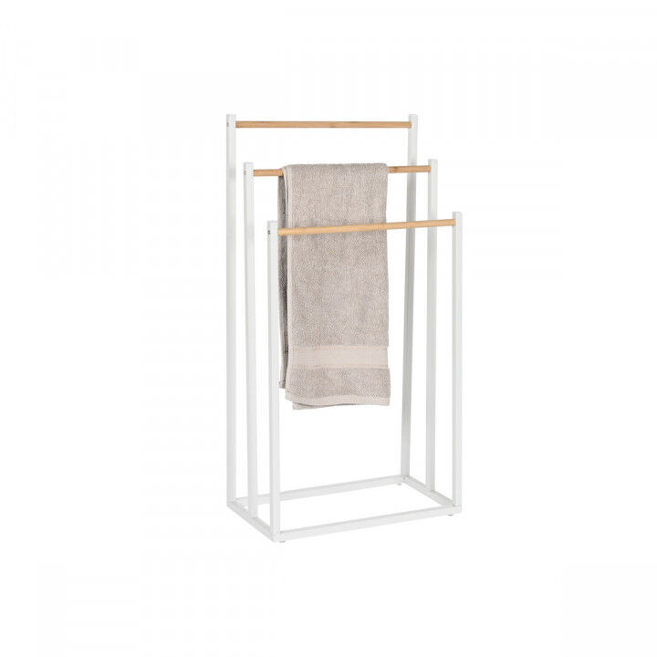 Porte Serviettes sur Pied Home ESPRIT Blanc Naturel Métal Bambou 45 x 22 x 85 cm