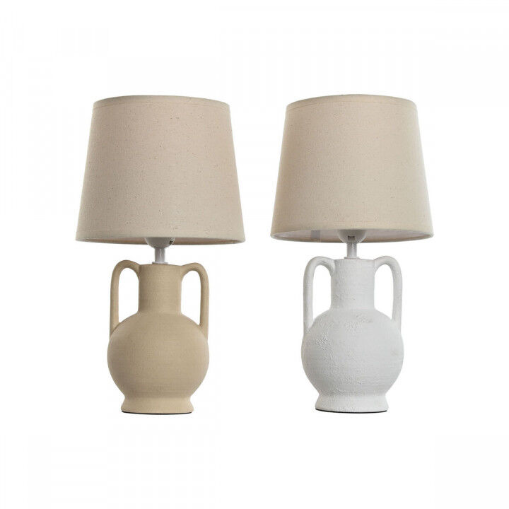 Tischlampe Home ESPRIT Weiß Beige aus Keramik 50 W 220 V (2 Stück)