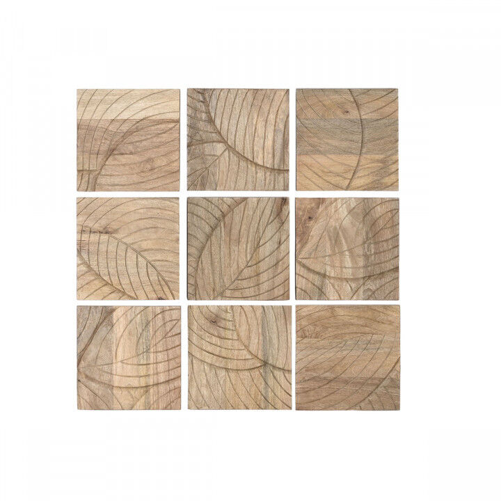 Decorazione da Parete Home ESPRIT Naturale Moderno Foglia della pianta 90 x 3 x 90 cm (9 Pezzi)