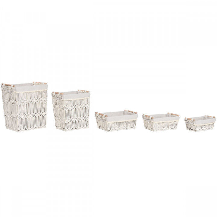 Wasmand Home ESPRIT Wit Natuurlijk Metaal Shabby Chic 42 x 32 x 51 cm 5 Onderdelen