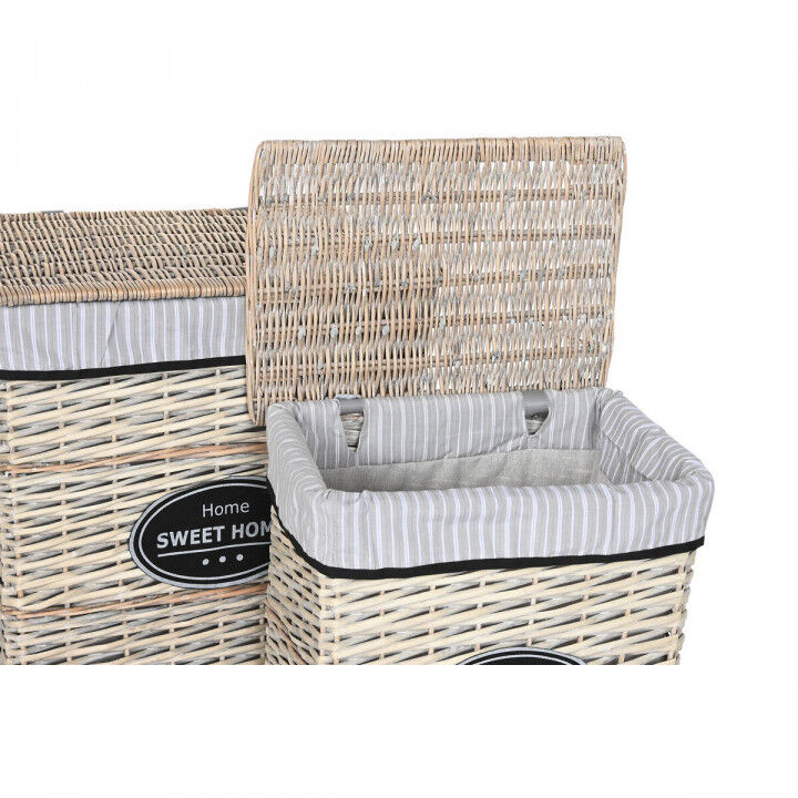 Panier à linge Home ESPRIT Blanc Marron Noir Gris Naturel osier Shabby Chic 47 x 35 x 55 cm 5 Pièces