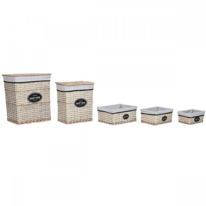 Panier à linge Home ESPRIT Blanc Marron Noir Gris Naturel osier Shabby Chic 47 x 35 x 55 cm 5 Pièces