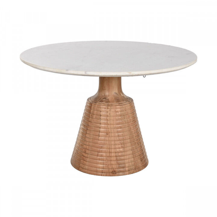 Dining Table Home ESPRIT White Natural Marble Acacia 115 x 115 x 76 cm