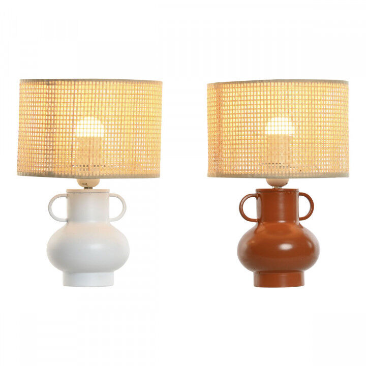 Desk lamp Home ESPRIT White Natural Terracotta Metal Bamboo 50 W 220 V 22 x 22 x 33 cm (2 Units)