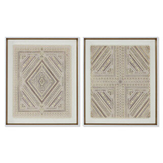 Tela Home ESPRIT Bianco Naturale Boho 50 x 3,8 x 60 cm (2 Unità)