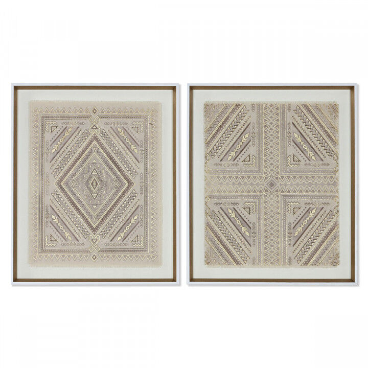 Leinwand Home ESPRIT Weiß natürlich Boho 50 x 3,8 x 60 cm (2 Stück)