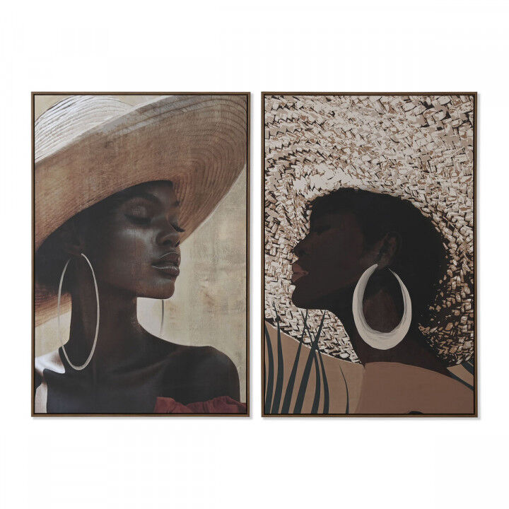 Tela Home ESPRIT Marrone Beige Coloniale Cappello 80 x 4,5 x 120 cm (2 Unità)