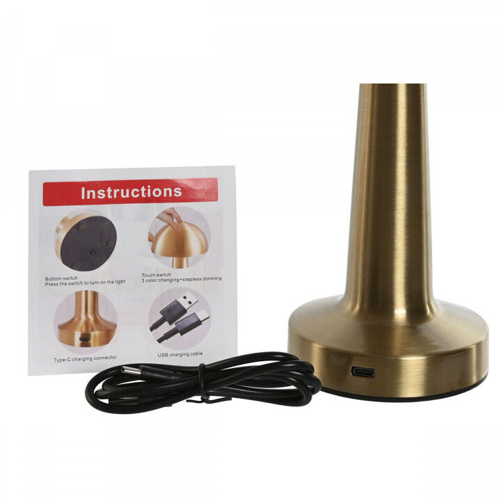 Lámpara de mesa Home ESPRIT Cobre Dorado Plateado 12 x 12 x 20 cm (3 Unidades)