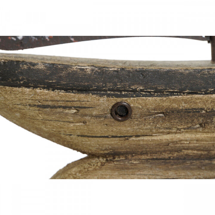 Statua Decorativa Home ESPRIT Bianco Naturale Barca a vela Finitura invecchiata 26 x 6 x 34 cm