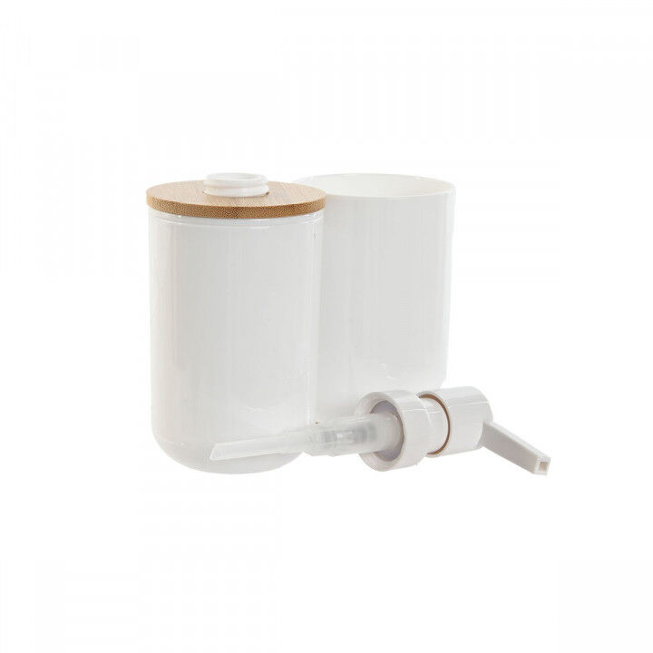 Badezimmer Set Home ESPRIT Weiß natürlich Bambus polystyrol 7 x 7 x 16 cm