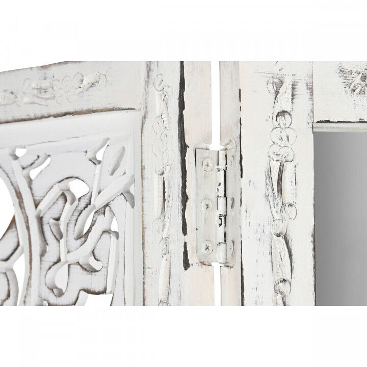 Paravento Home ESPRIT Bianco Legno di mango Specchio 152 x 2 x 182 cm