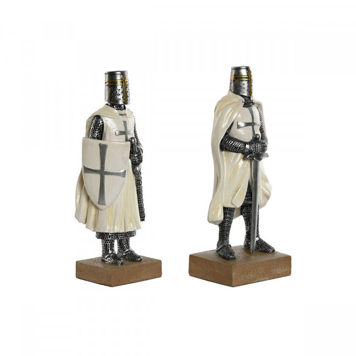 Figurine Décorative Home ESPRIT Blanc Argenté Résine 10 x 8 x 25 cm (2 Unités)