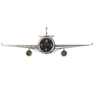 Wall Clock Home ESPRIT Golden Silver Metal Aeroplane Vintage 143 x 20 x 46 cm