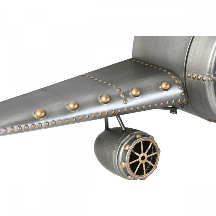 Muurklok Home ESPRIT Gouden Zilverkleurig Metaal Vliegtuig Vintage 143 x 20 x 46 cm