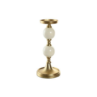 Candelabro Home ESPRIT Bianco Dorato Alluminio Moderno 15 x 15 x 33 cm
