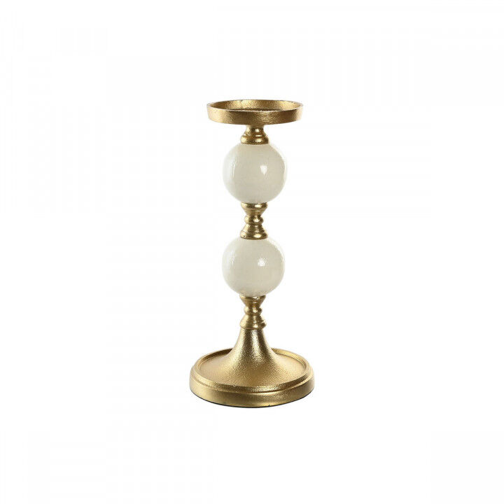 Kerzenleuchter Home ESPRIT Weiß Gold Aluminium Moderne 15 x 15 x 33 cm