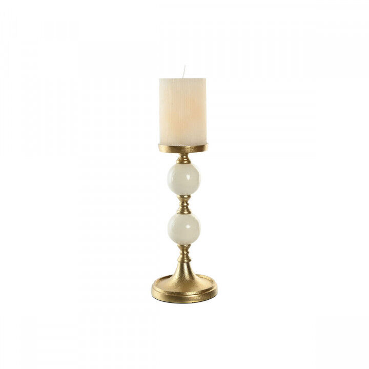 Candle Holder Home ESPRIT White Golden Aluminium Modern 15 x 15 x 33 cm