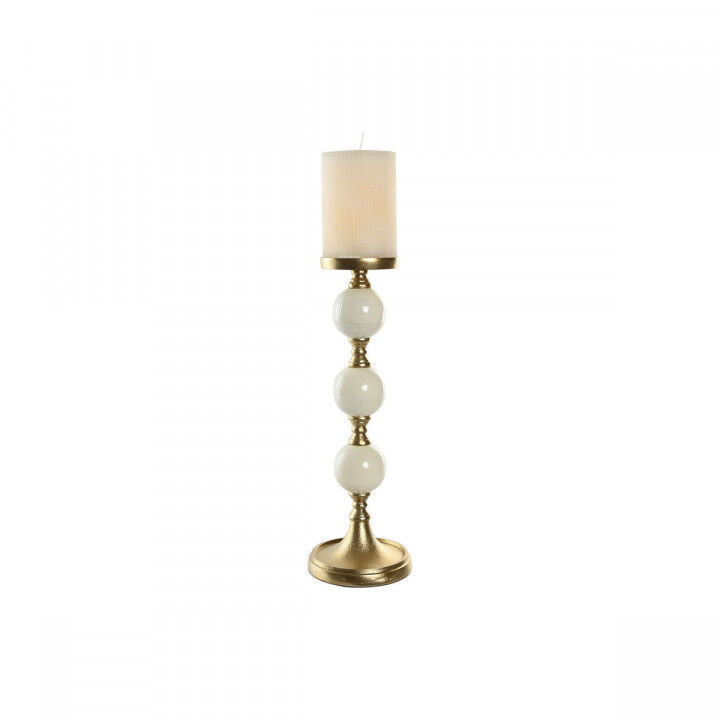 Kerzenleuchter Home ESPRIT Weiß Gold Aluminium Moderne 15 x 15 x 43.5 cm