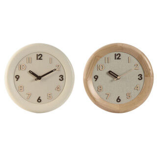 Orologio da Parete Home ESPRIT Beige Naturale Legno 30 x 5 x 30 cm (2 Unità)