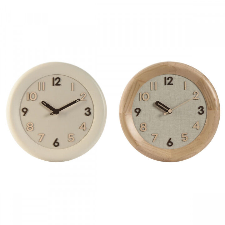Horloge Murale Home ESPRIT Beige Naturel Bois 30 x 5 x 30 cm (2 Unités)