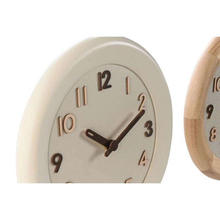 Wall Clock Home ESPRIT Beige Natural Wood 30 x 5 x 30 cm (2 Units)