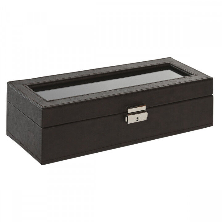 Scatola-Portagioie Home ESPRIT Beige Marrone scuro Poliuretano Cristallo Legno MDF 30 x 10 x 8 cm