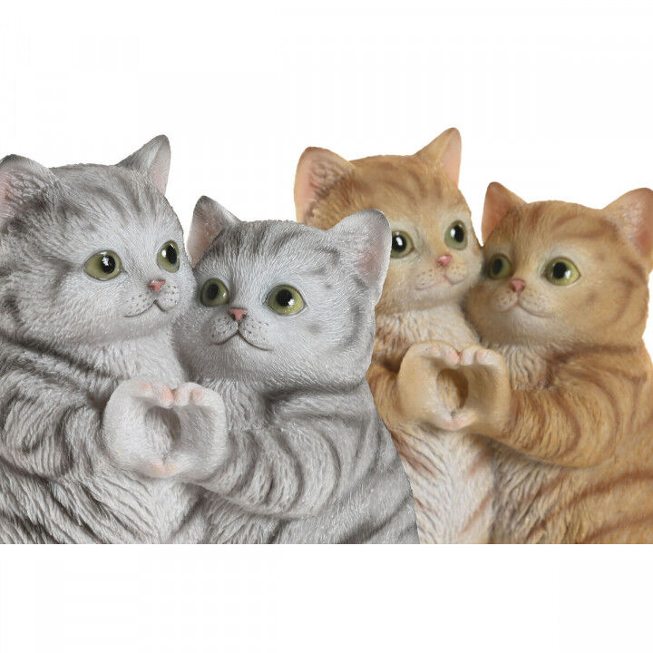 Decoratieve figuren Home ESPRIT Bruin Grijs Katten 13,5 X 9 X 18 CM (2 Stuks)