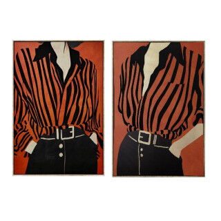 Tela Home ESPRIT Nero Rosso Città 83 x 4 x 123 cm (2 Unità)