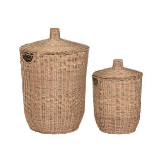 Caja Decorativa Home ESPRIT Natural Metal Tropical (2 Piezas)