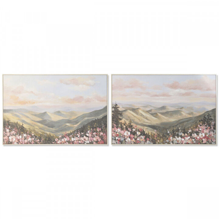 Toile Home ESPRIT Bleu Vert Montagne 120 x 3,5 x 80 cm (2 Unités)