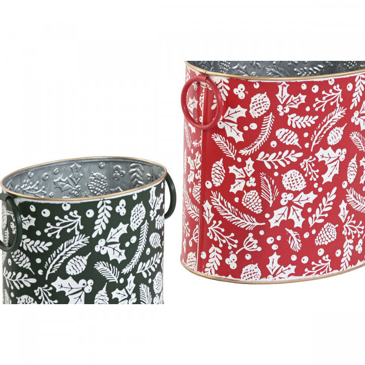 Set Adornos de Navidad Home ESPRIT Rojo Verde Navidad 28,5 x 19,5 x 24 cm (3 Piezas) (2 Unidades)