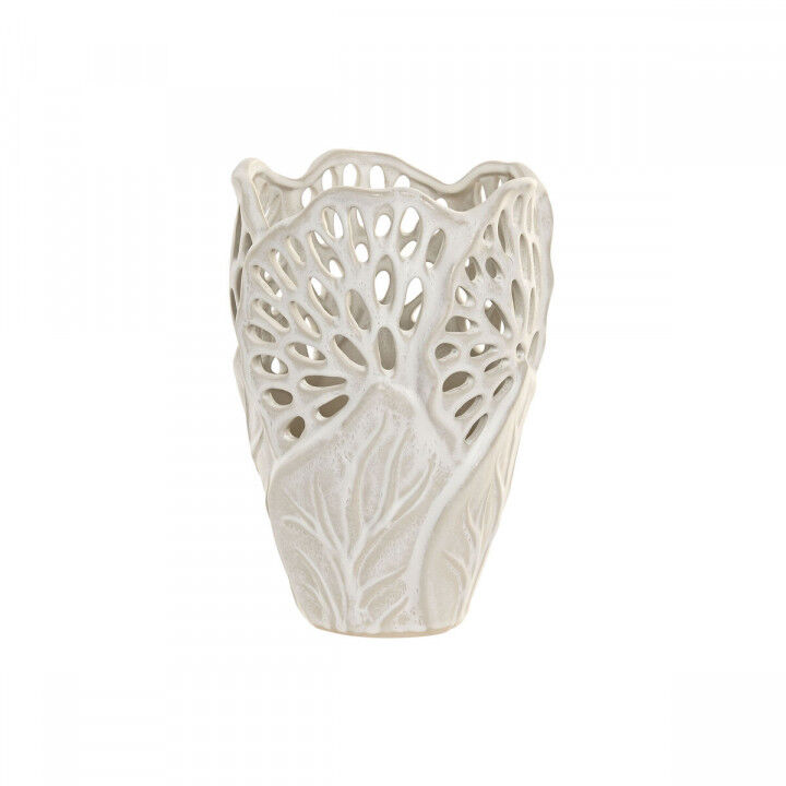 Vase Home ESPRIT White Ceramic Leaf of a plant 18 x 18 x 25 cm