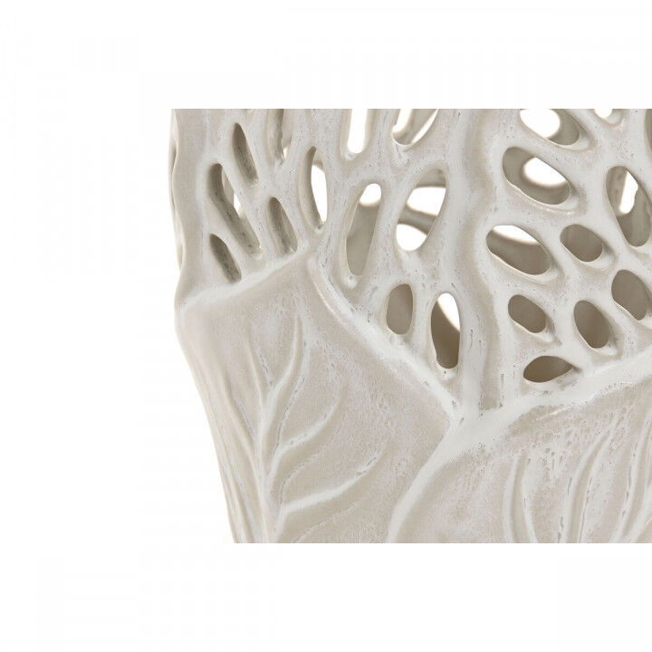 Vase Home ESPRIT Blanc Céramique Feuille d'une plante 18 x 18 x 25 cm