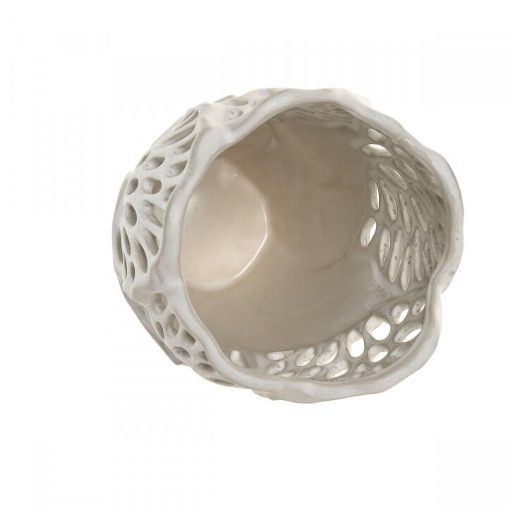 Vase Home ESPRIT Weiß aus Keramik Pflanzenblatt 18 x 18 x 25 cm