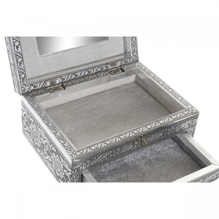 Caja-Joyero Home ESPRIT Plateado Natural Madera Aluminio 17,5 x 12,5 x 8,5 cm