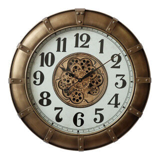 Orologio da Parete Home ESPRIT Dorato Cristallo Ferro Loft 80 x 9,5 x 80 cm