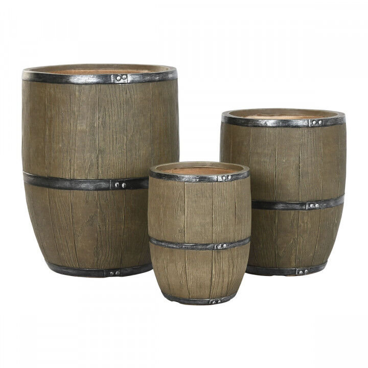 Vaso Home ESPRIT Marrone Magnesio Cottage 47 x 47 x 61 cm (3 Pezzi)