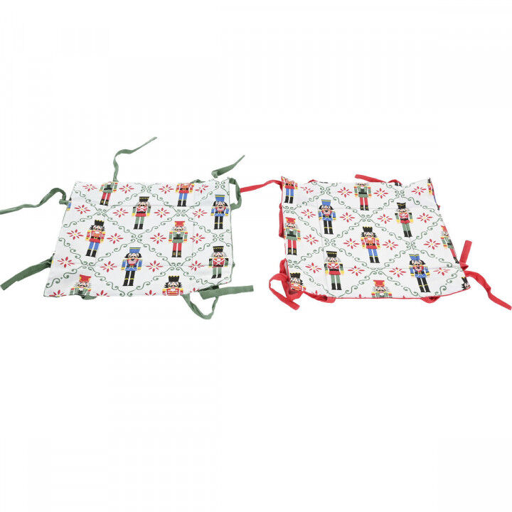 Cesta Decorativa Home ESPRIT Bianco Rosso Verde Beige Schiaccianoci Natale 30 x 30 x 8 cm (2 Unità)