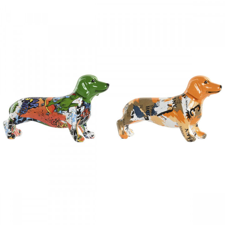 Decorative Figure Home ESPRIT Yellow Green Multicolour Dog 20 X 6 X 11,5 CM (2 Units)
