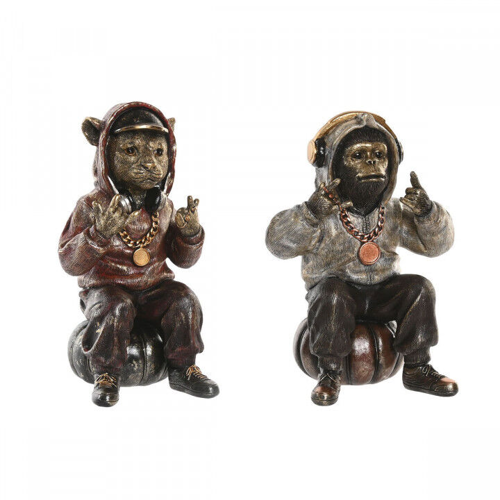 Decorative Figure Home ESPRIT Brown Golden 18,5 X 16,5 X 26,5 CM (2 Units)